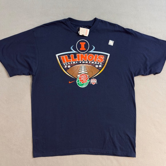NWT Nike Illinois Fighting Illini Football Rose Bowl 2008 NCAA T-Shirt Large - Picture 1 of 8